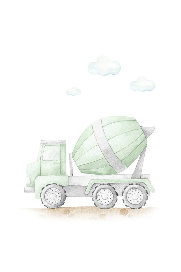 Water Colour Construction Vehicle