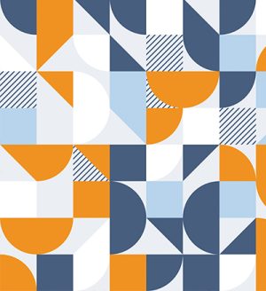 Geometric blue and orange