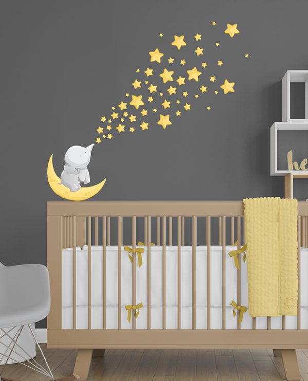 Cute elephant with stars