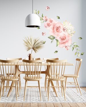Pink roses and Hydrangeas