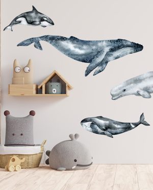 Watercolor whales