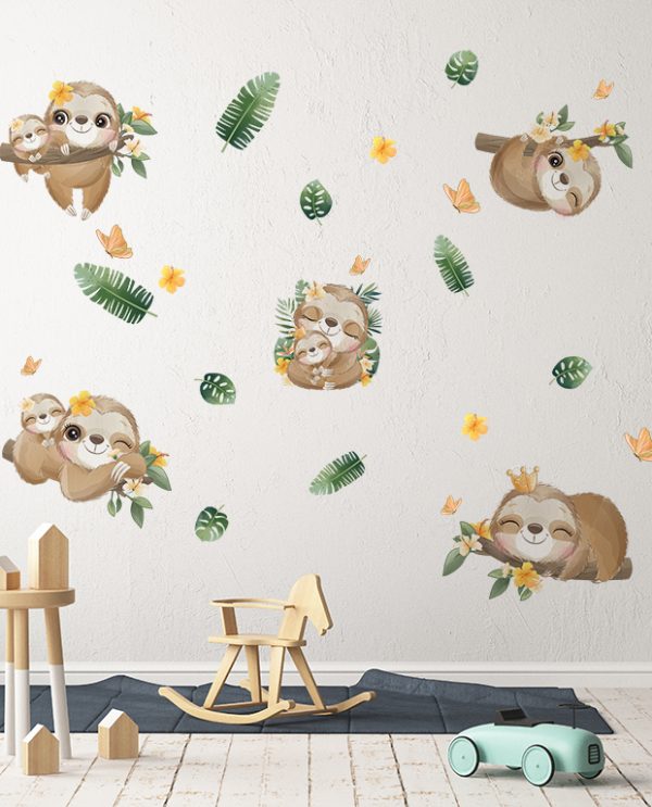Cute Sloths and Leaves